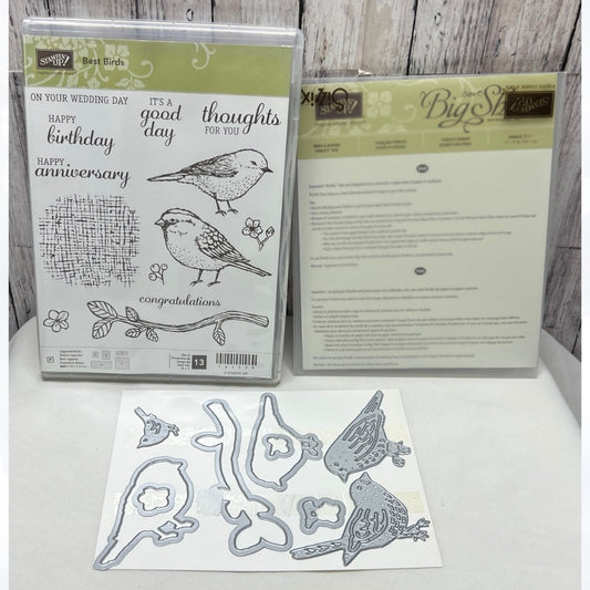 Stampin Up BEST BIRDS Blooms Rubber Stamps Thinlits Dies