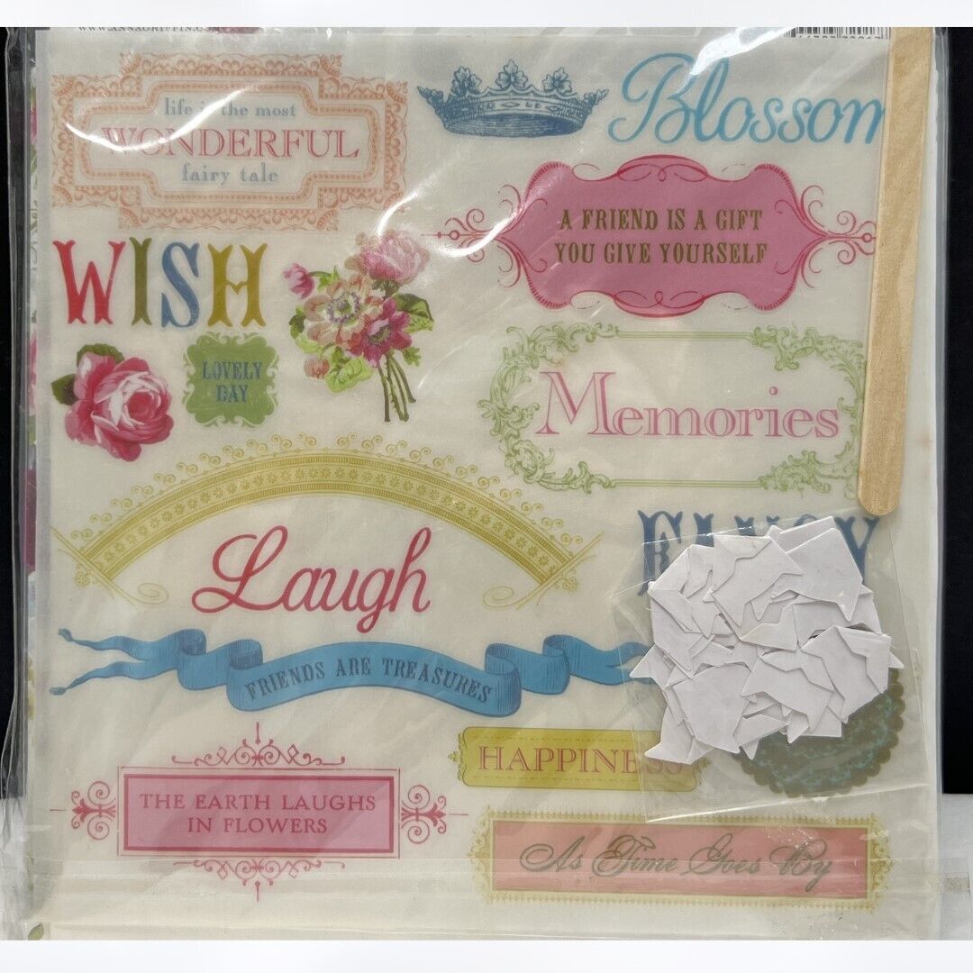 Anna Griffin ACCORDIAN SCRAPBOOK 8x8 Album Rub Ons Kit