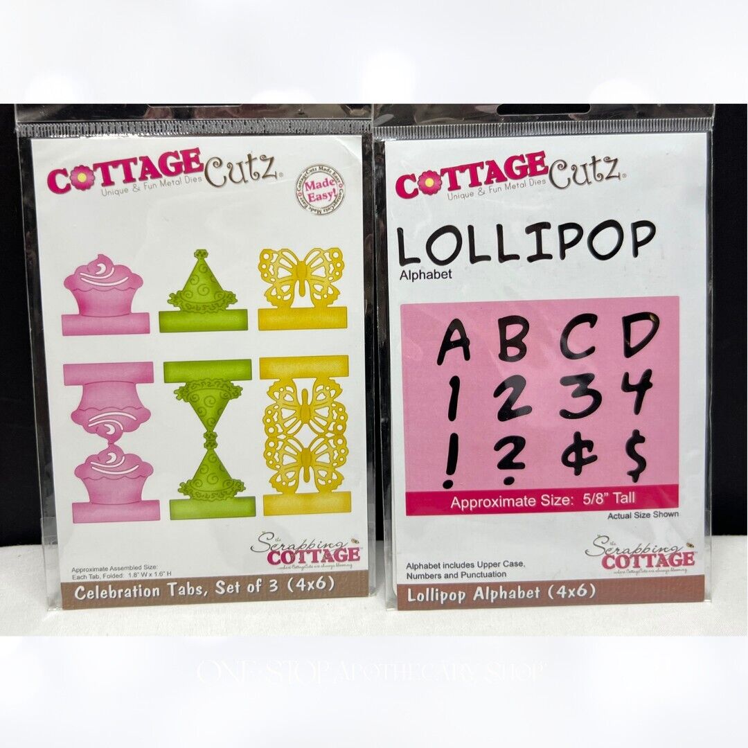 Cottage Cutz LOLLIPOP ALPHABET Celebration Tabs Birthday Dies Set of 2