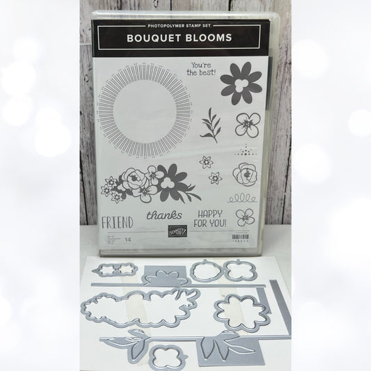 Stampin Up BOUQUET BLOOMS Gatefold Blossoms Rubber Stamps Framelits Dies