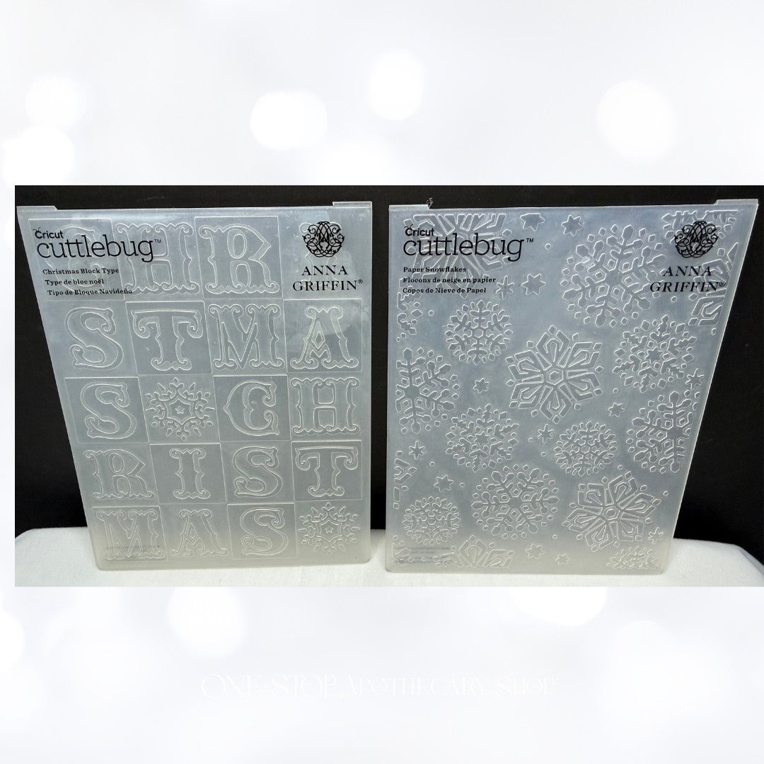 Anna Griffin CHRISTMAS Holly Snowflakes Wreath Embossing Folders Lot of 4