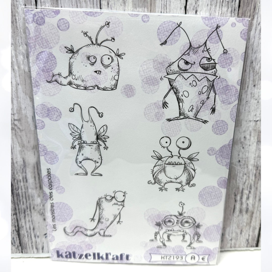 Katzelkraft MONSTERS Halloween Mixed Media Red Rubber Unmounted Stamps