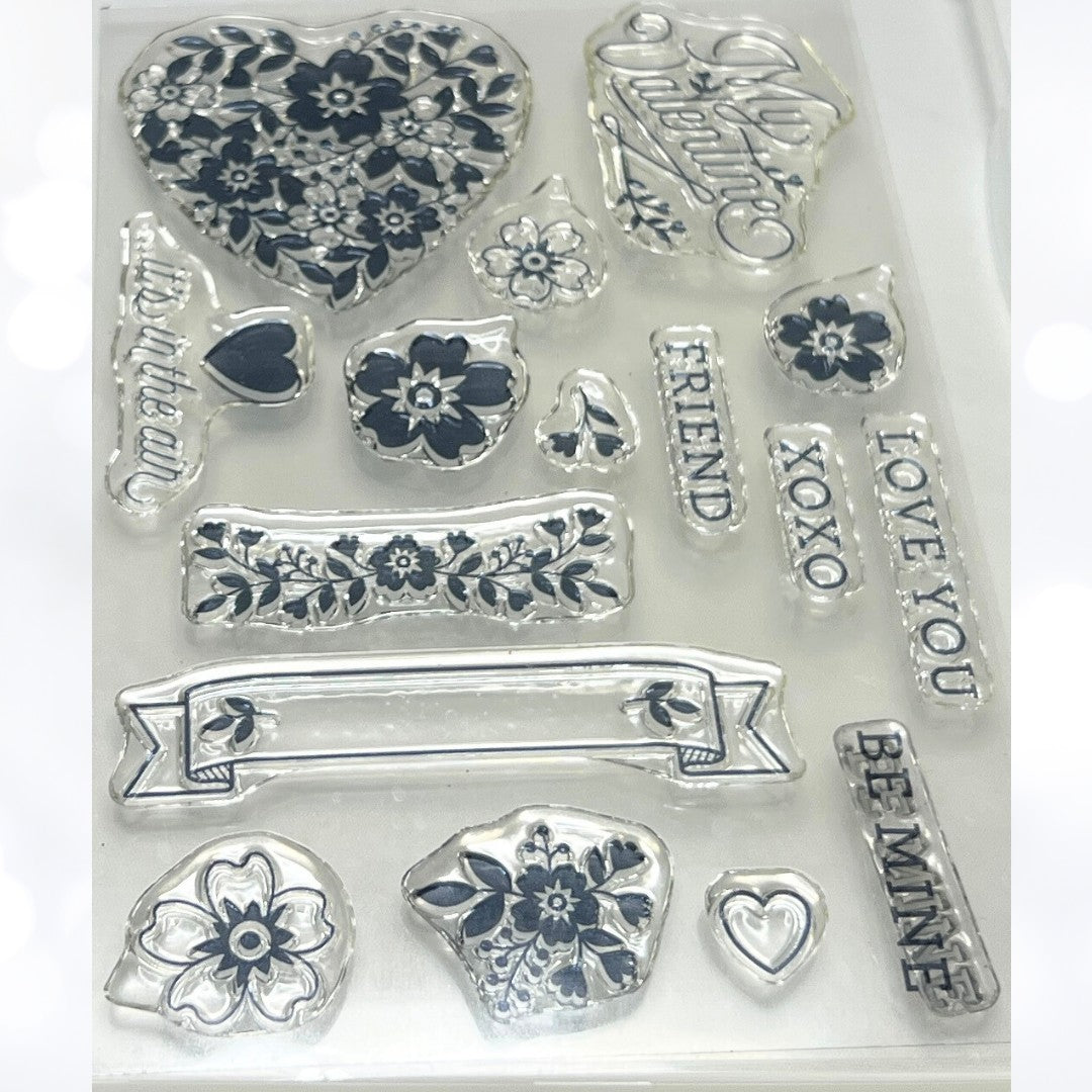 Stampin Up BLOOMIN LOVE Heart Valentines Day Rubber Stamps Thinlits Dies