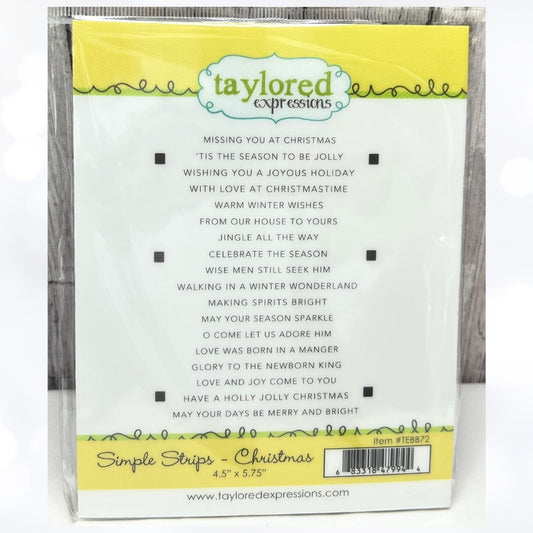 Taylored Expressions SIMPLE STRIPS CHRISTMAS Greetings Sentiments Rubber Stamps