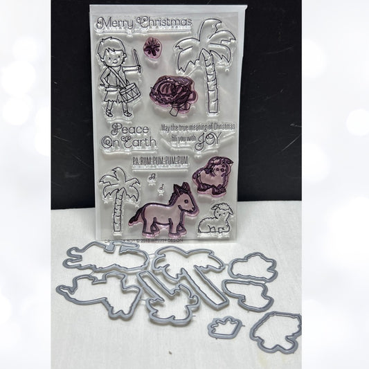 Wplus9 DRUMMER BOY W Plus 9 Christmas Religious Rubber Stamps Dies