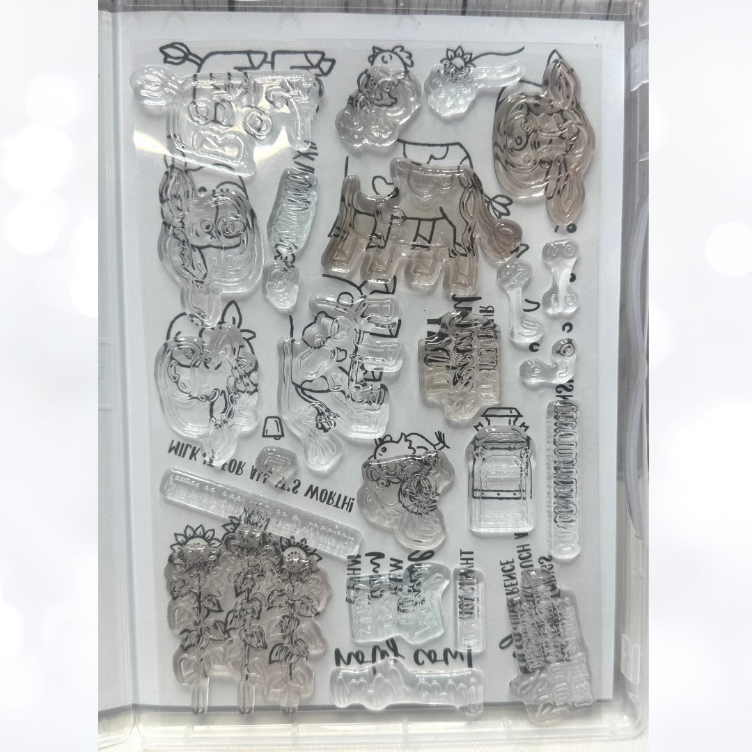 Stampin Up CUTEST COWS Farm Animals Rubber Stamps