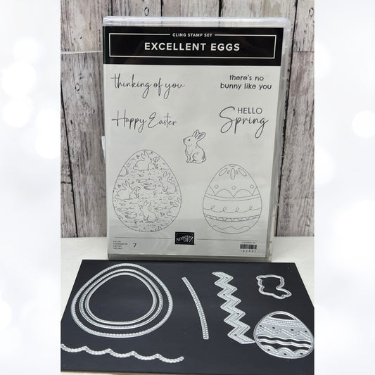Stampin Up EXCELLENT EGGS Easter Spring Rubber Stamps Dies