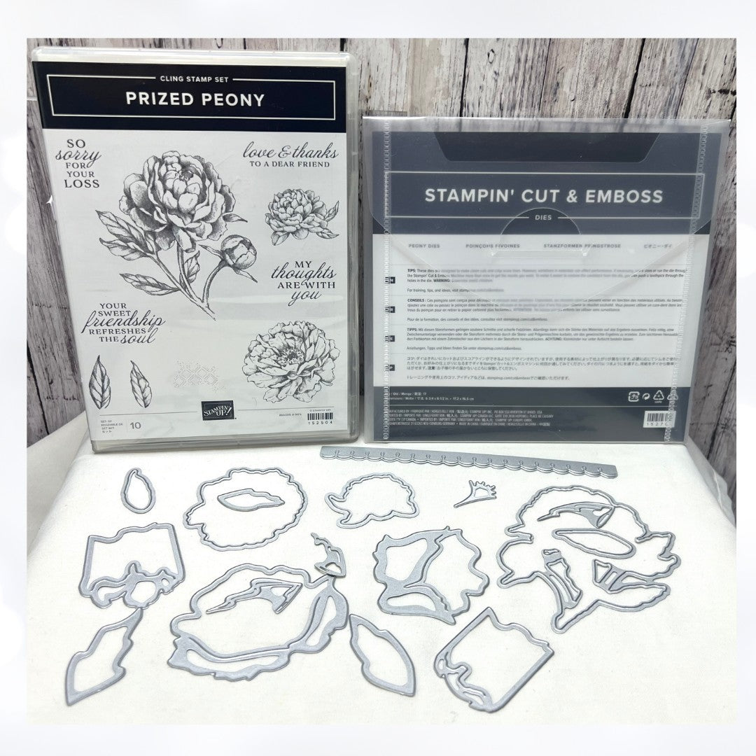 Stampin Up PRIZED PEONY Peonies Flowers Rubber Stamps Dies