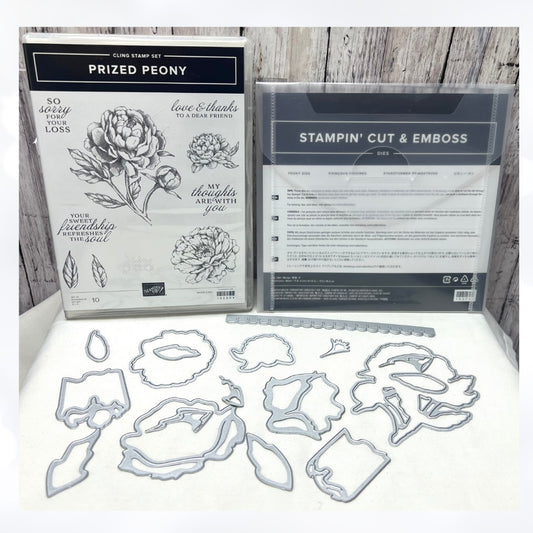 Stampin Up PRIZED PEONY Peonies Flowers Rubber Stamps Dies