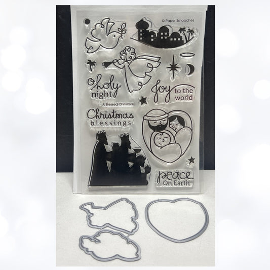 Paper Smooches A CHRISTMAS BLESSING Nativity Religious Rubber Stamps Dies