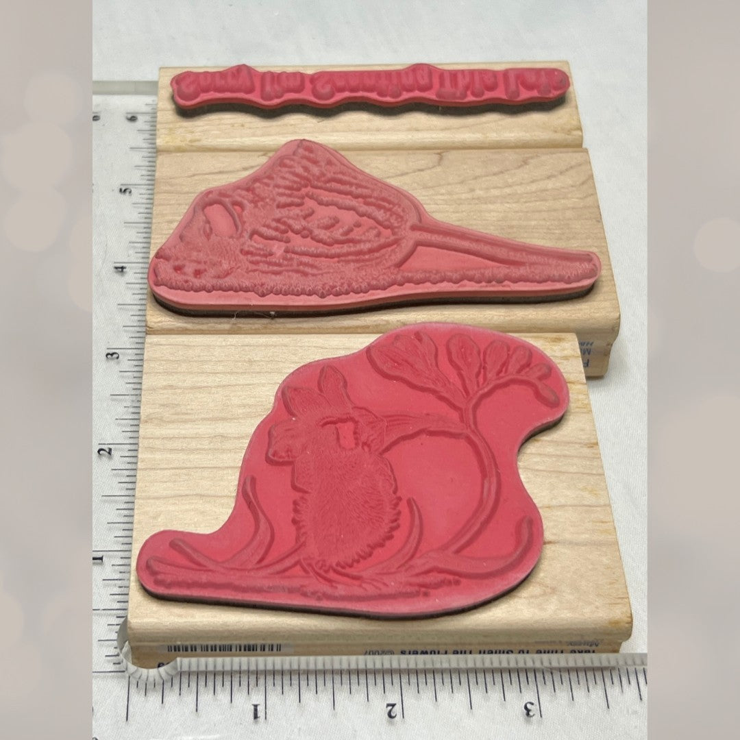 House Mouse FLOWER BED Smell the Flowers Mice Rubber Stamps Lot of 3