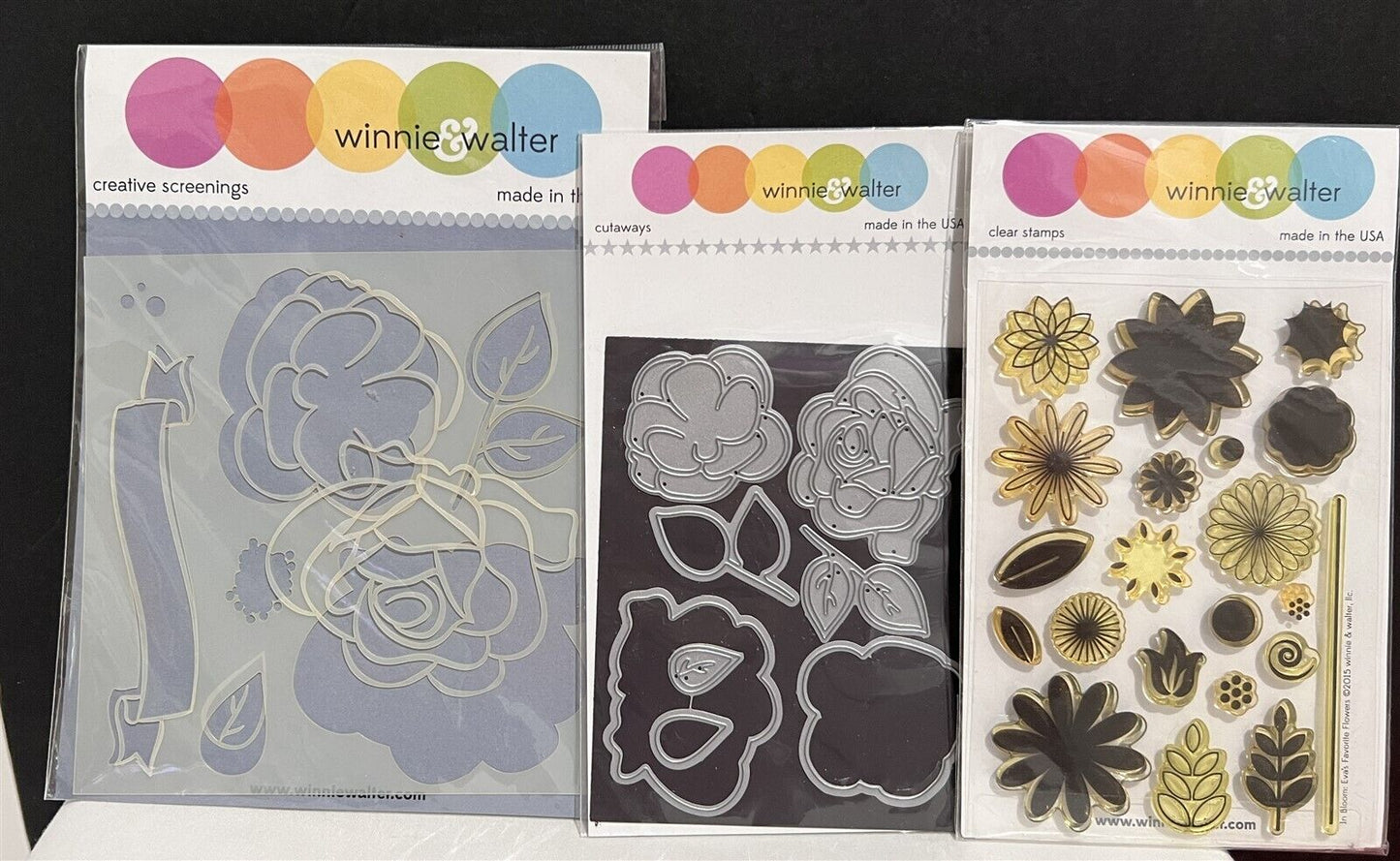 Winnie & Walter IN BLOOM Evas Flowers Maggies Roses Rubber Stamps Dies Stencil