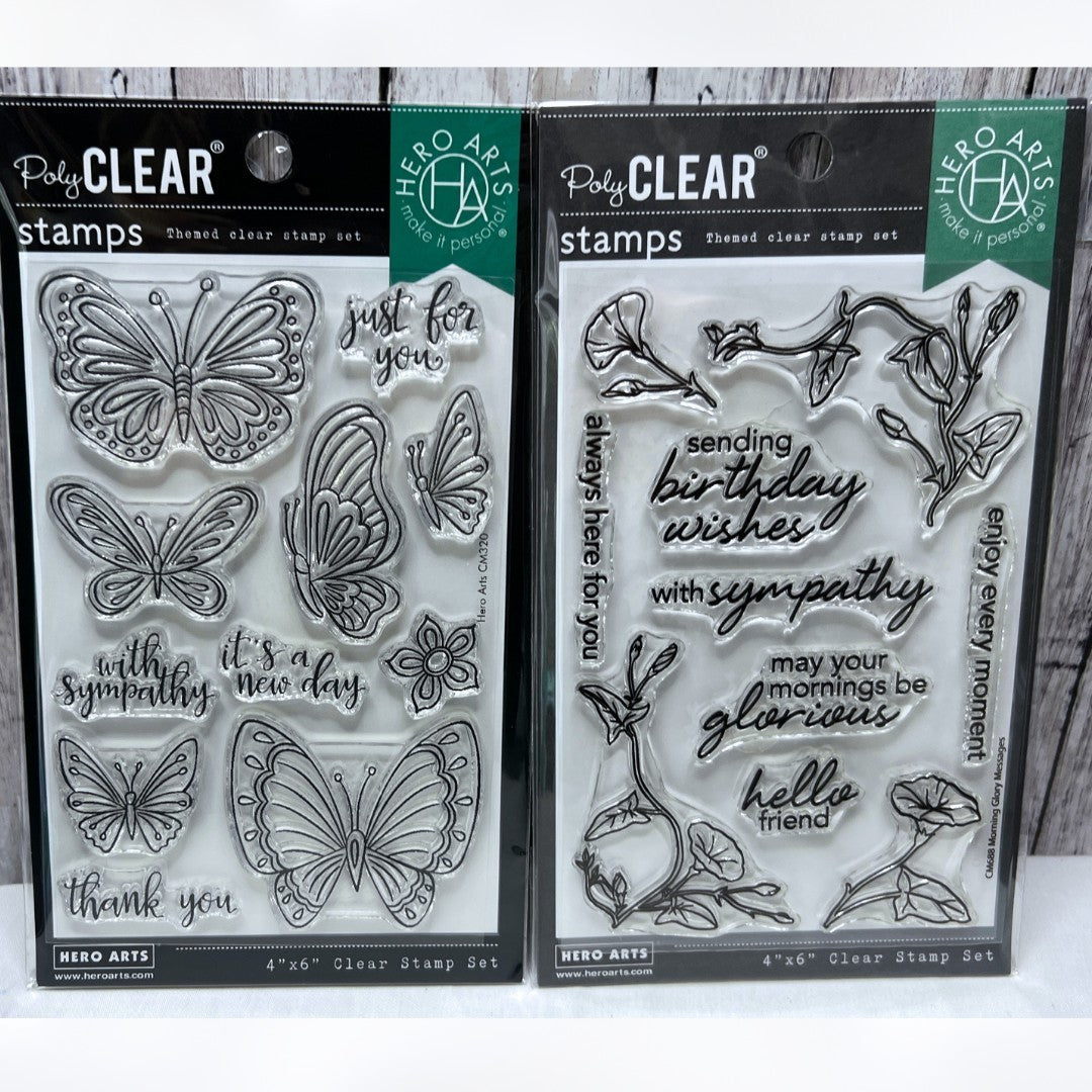 Hero Arts MORNING GLORY New Day Butterflies Butterfly Rubber Stamps