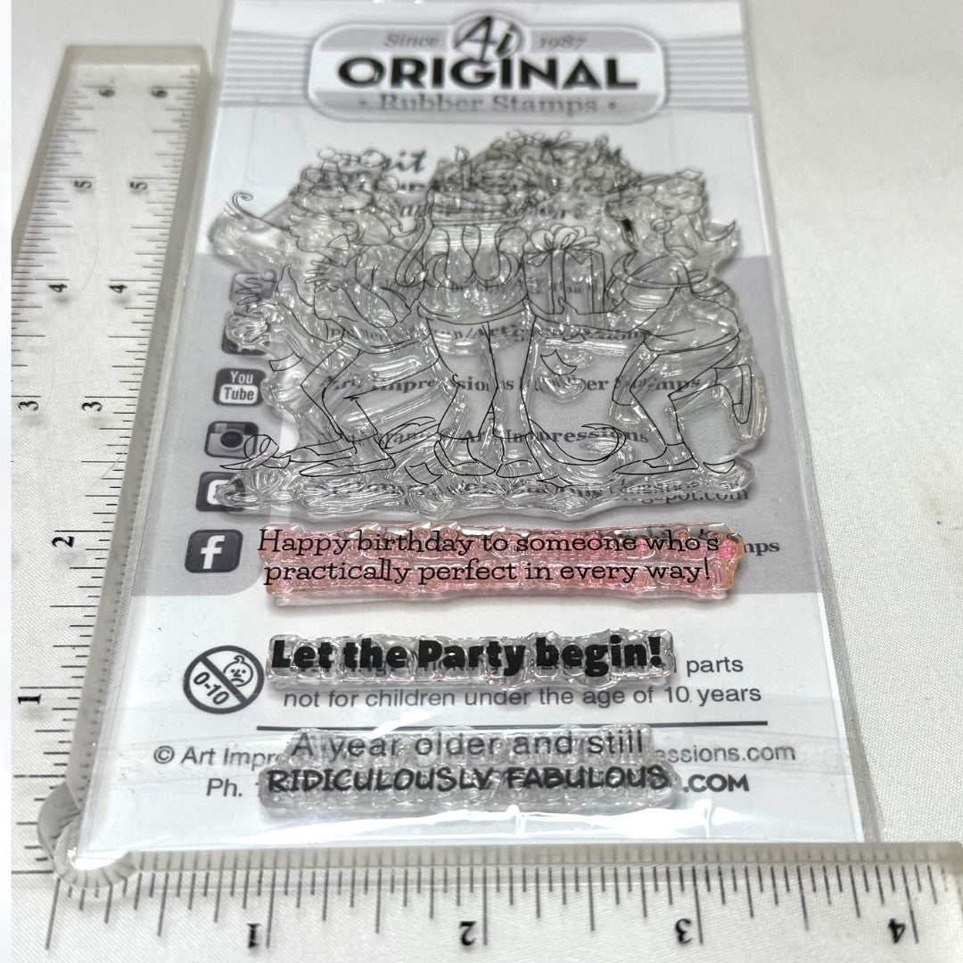 Art Impressions BIRTHDAY Girlfriends Party Girls Perfect Rubber Stamps Lot