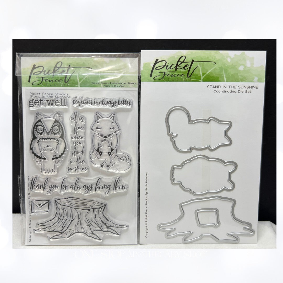 Picket Fence Studio STAND IN THE SUNSHINE Owl Fox Animals Rubber Stamps Dies