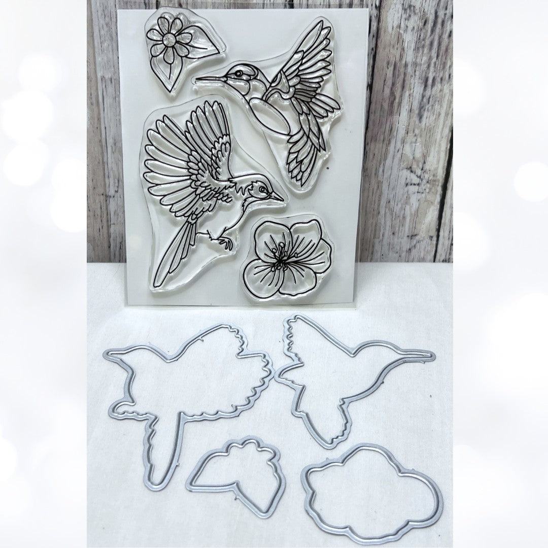 HUMMINGBIRDS Birds Floral Rubber Stamps Dies