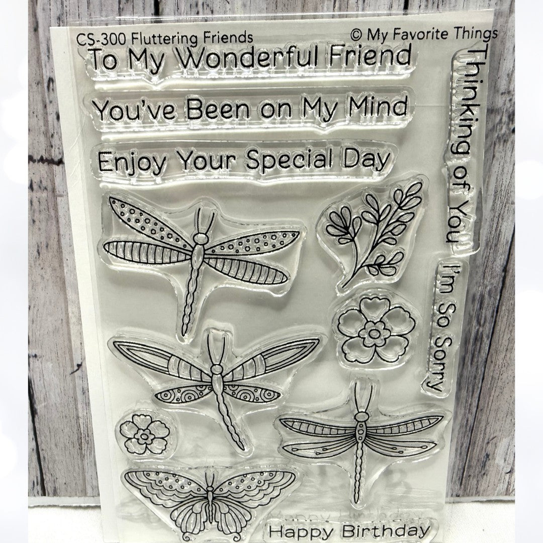 My Favorite Things FLUTTERING FRIENDS Dragonfly Rubber Stamps Dies