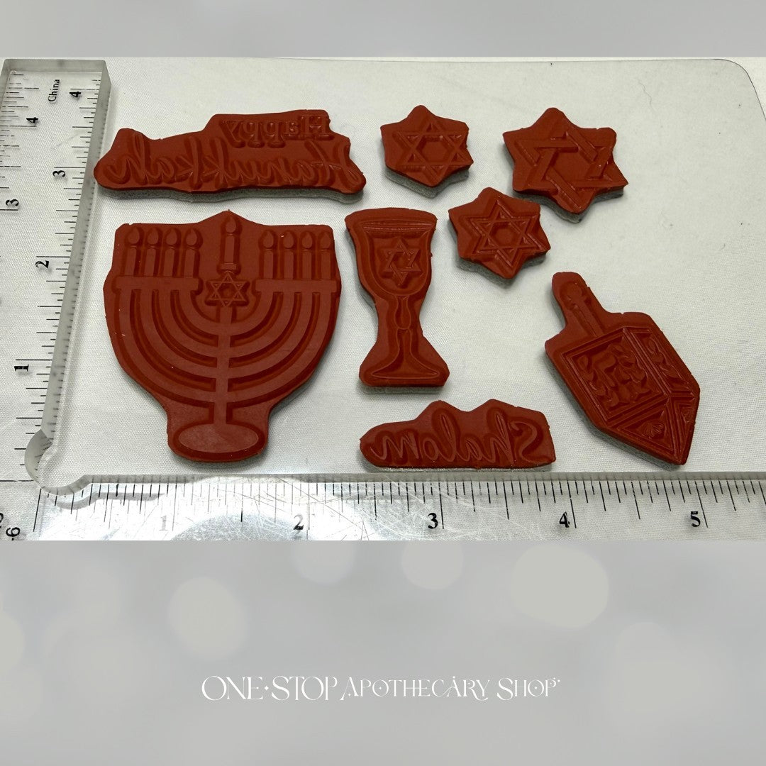 Fun Stampers Journey HAPPY HANUKKAH Jewish Menorah Rubber Stamps