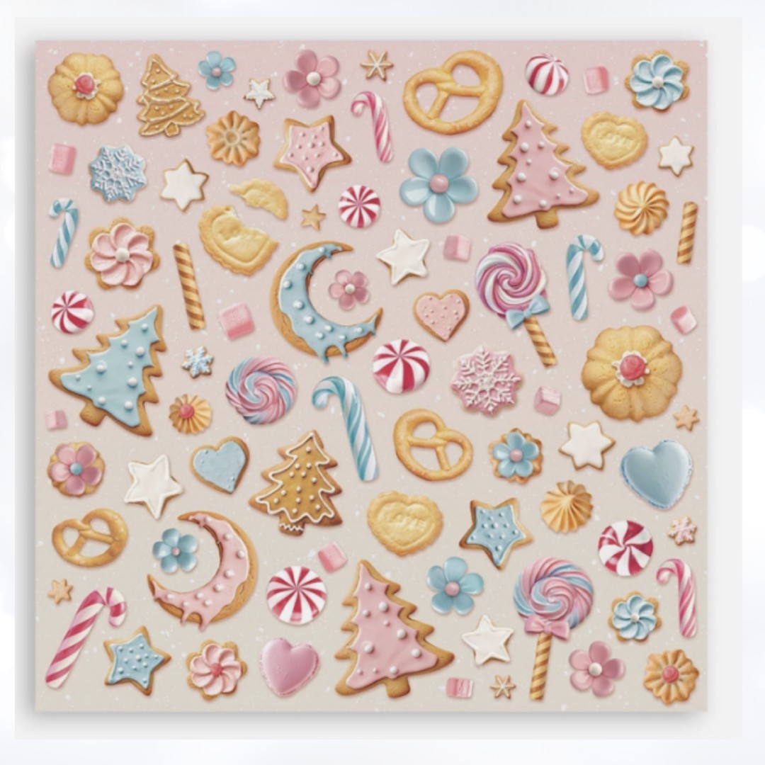 Stamperia CANDY CHRISTMAS 12x12 8x8 Cardstock Papers Packs Set of 2