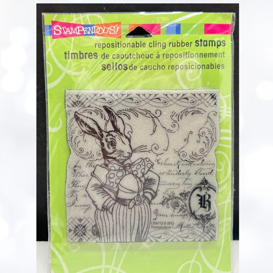 Stampendous SIR RABBIT Easter Alice in Wonderland Mixed Media Rubber Stamp