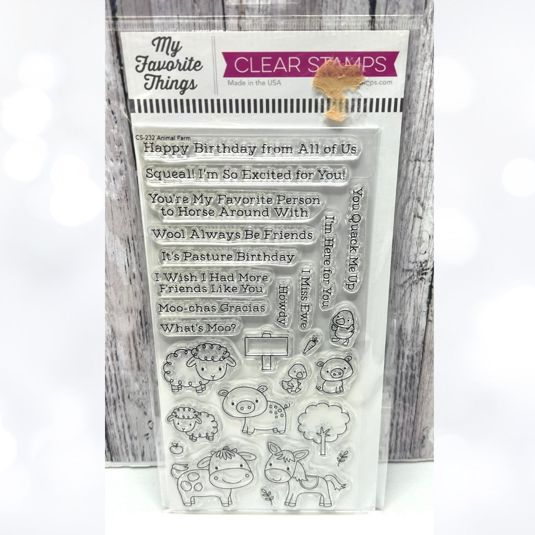 My Favorite Things ANIMAL FARM Pig Horse Cow 4x8 Rubber Stamps