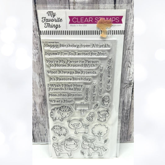 My Favorite Things ANIMAL FARM Pig Horse Cow 4x8 Rubber Stamps