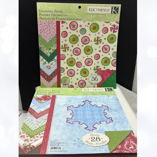 K & Company SECRET SANTA Let It Snow Christmas 12x12 Cardstock Paper Packs Lot