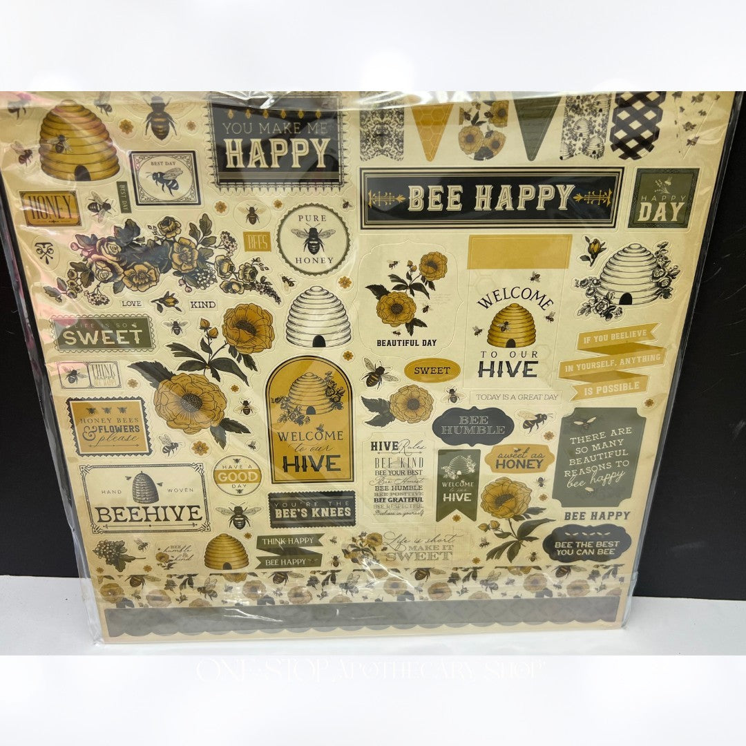 Carta Bella HONEYBEE Bee 12x12 Paper Kit Brads Ephemera Collection