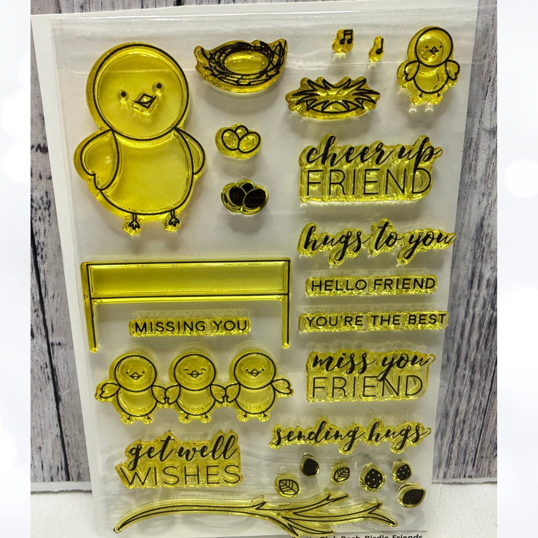 Pretty Pink Posh BIRDIE FRIENDS Birds Rubber Stamps Dies
