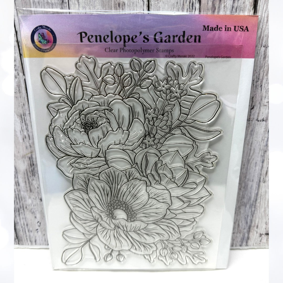 Crafty Meraki PENELOPE'S GARDEN Flowers Fall Autumn Background Rubber Stamp