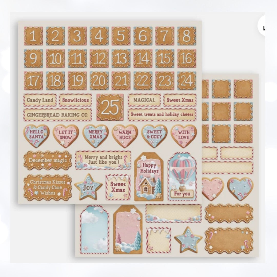 Stamperia CANDY CHRISTMAS 12x12 8x8 Cardstock Papers Packs Set of 2