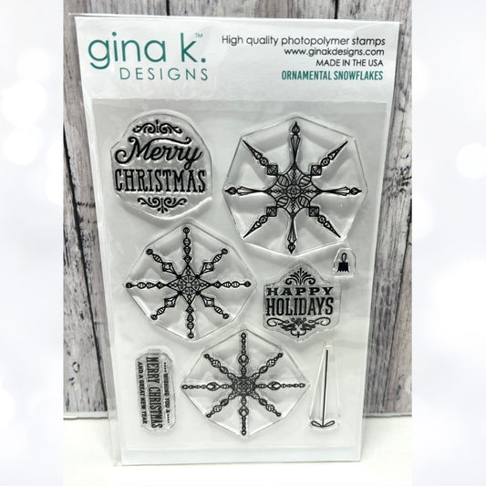 Gina K Designs ORNAMENTAL SNOWFLAKES Christmas Rubber Stamps