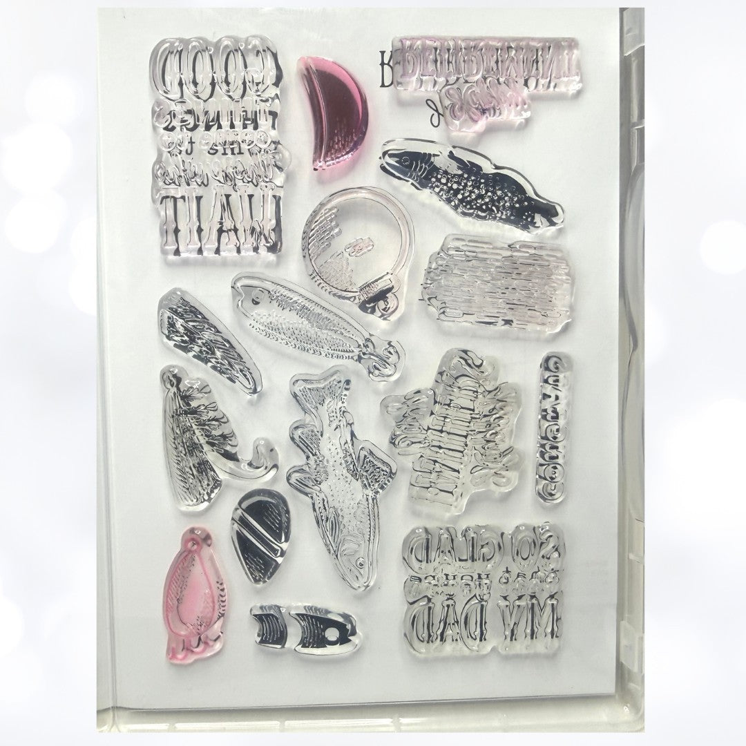 Stampin Up GONE FISHING Fish Fathers Day Dad Rubber Stamps Dies