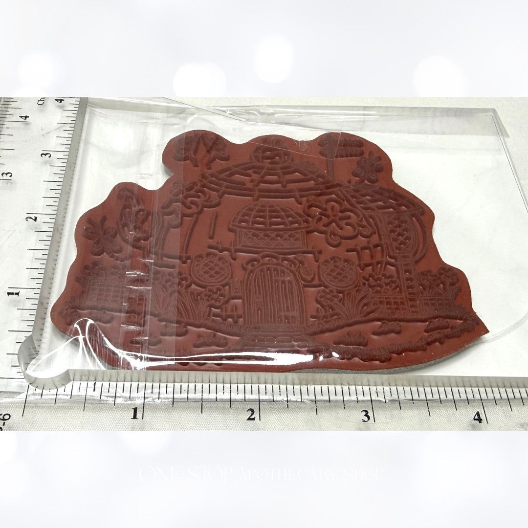 Riley and Company MUSHROOM HOUSE Teapot Fairy Gnomes Rubber Stamp Rare
