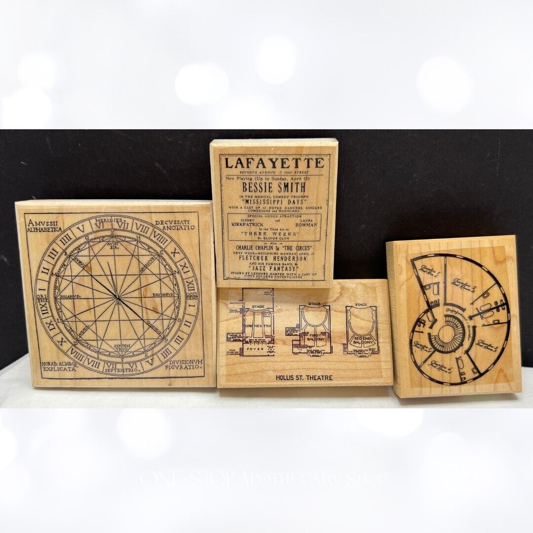 Postmodern Design THEATER Ad Mixed Media Rubber Stamps Lot of 4