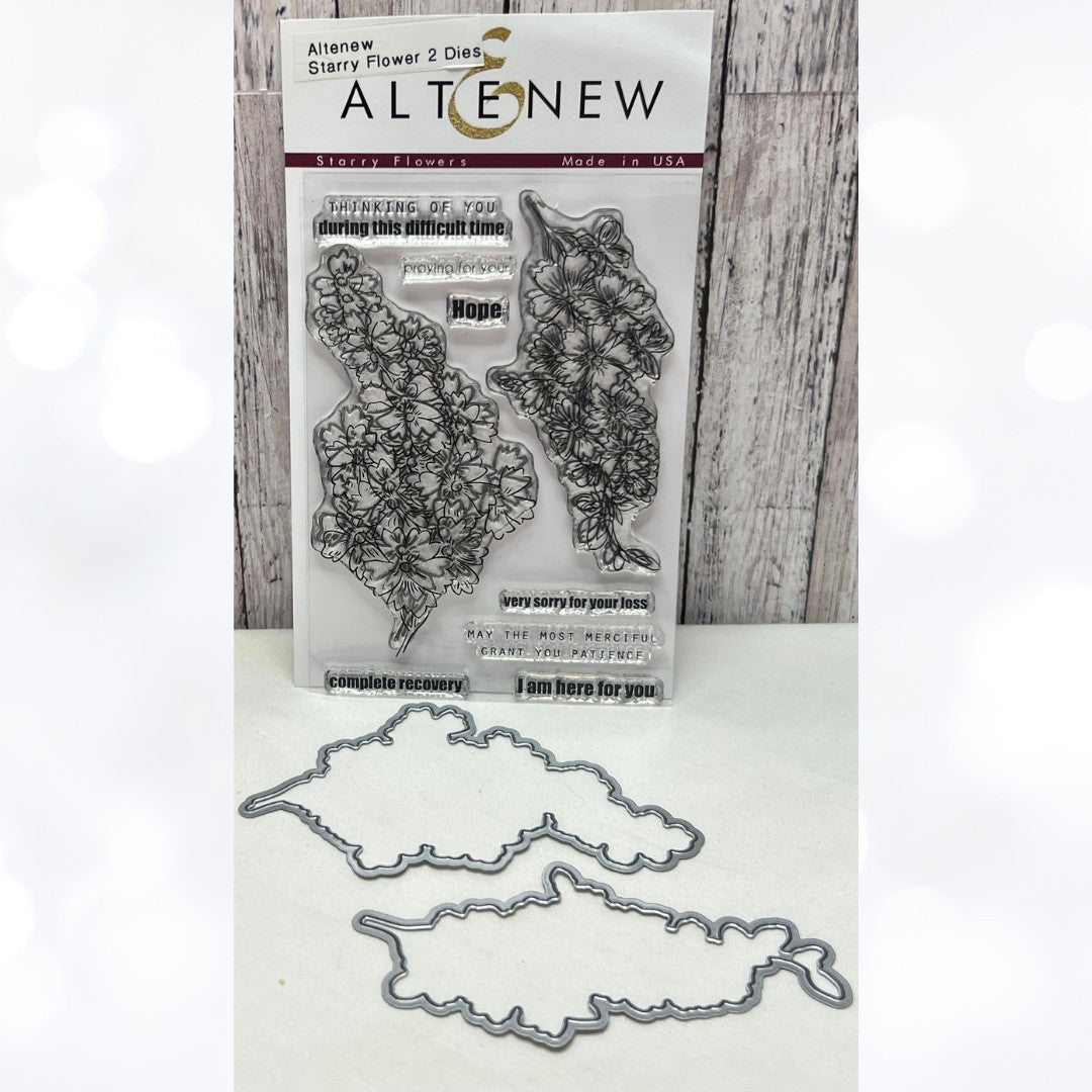Altenew STARRY FLOWERS Floral 4x6 Rubber Stamps Dies