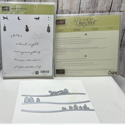 Stampin Up JINGLE ALL THE WAY Sleigh Ride Christmas Edgelits Rubber Stamps Dies