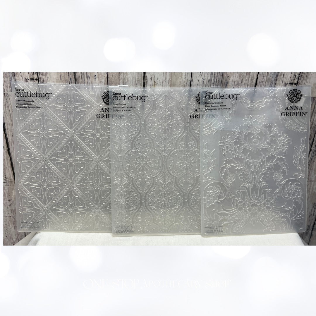 Anna Griffin WOVEN DIAMONDS Blooming Fluted Damask 5x7 Embossing Folders