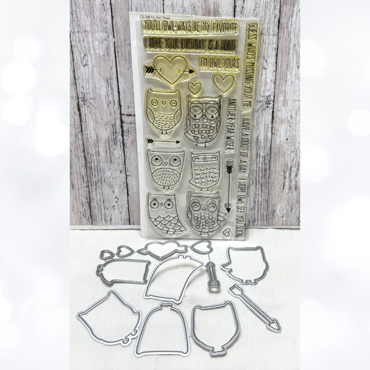 My Favorite Things I'M OWL YOURS Owls Birds Love Valentines Rubber Stamps Dies
