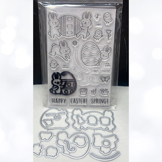 Lawn Fawn EGGSTRAORDINARY EASTER Eggs Bunny Rubber Stamps Dies