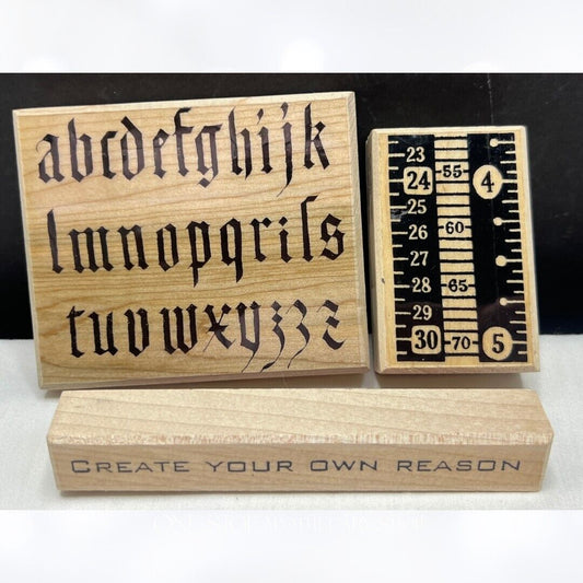 Postmodern Design GOTHIC ALPHABET Numbers Mixed Media Rubber Stamps Lot