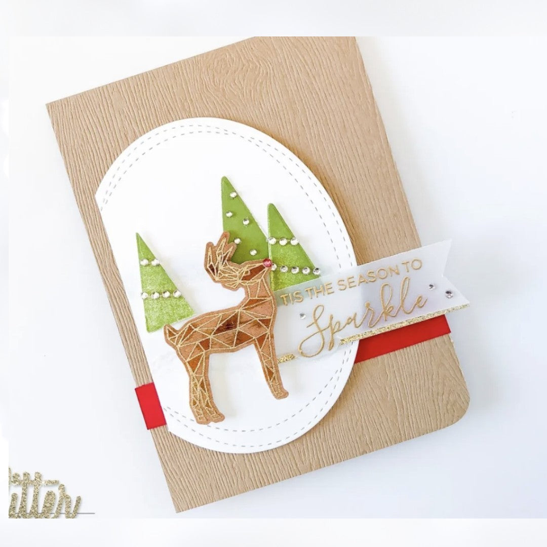 Ellen Hutson SEASON TO SPARKLE Christmas Ornament Deer Rubber Stamps Dies
