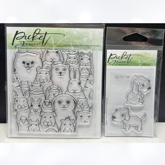 Picket Fence Studios PUPPY LOVE Say Cheese Pets Animals Rubber Stamps
