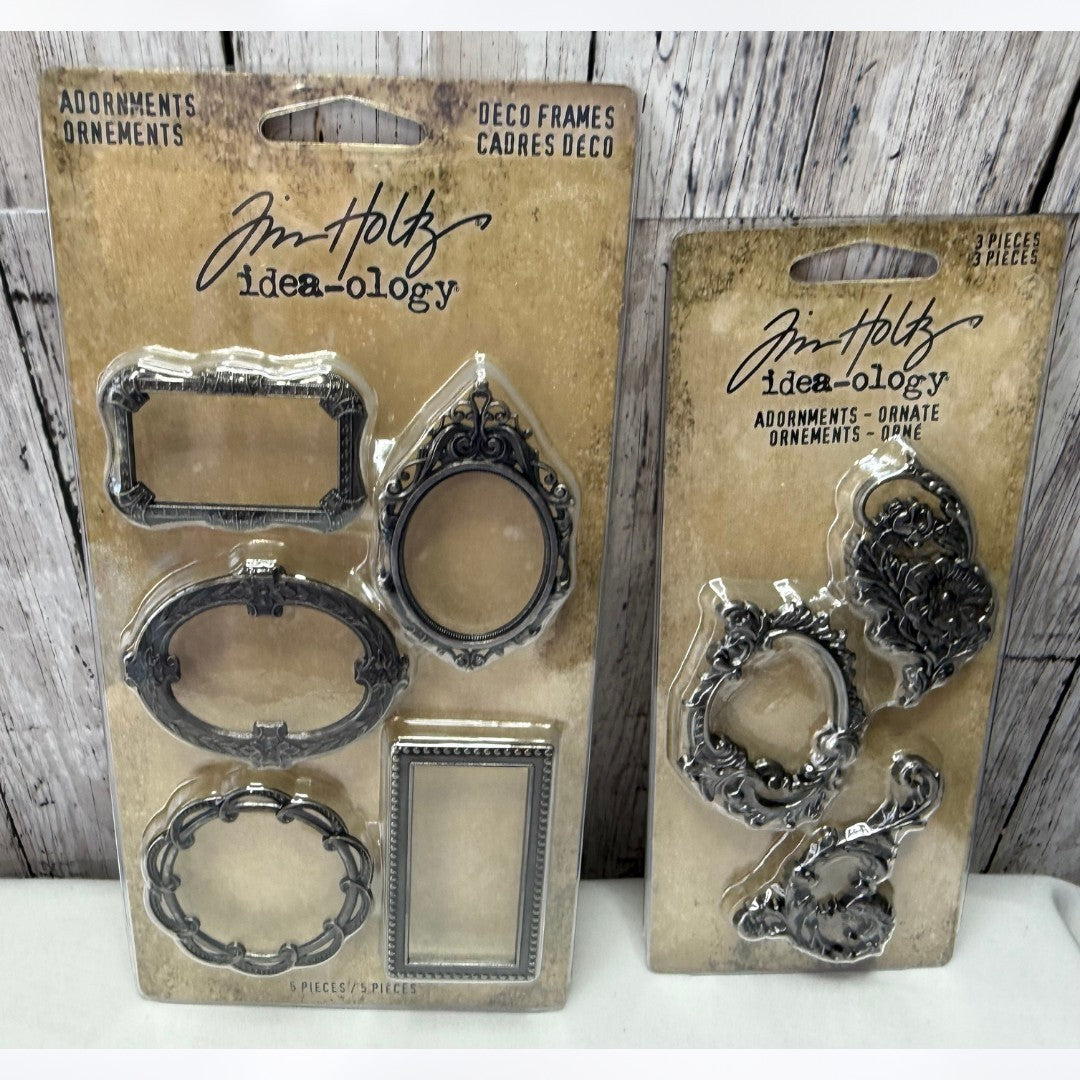 Tim Holtz Ideaology DECO FRAMES Label Adornments Ornate Embellishments Lot
