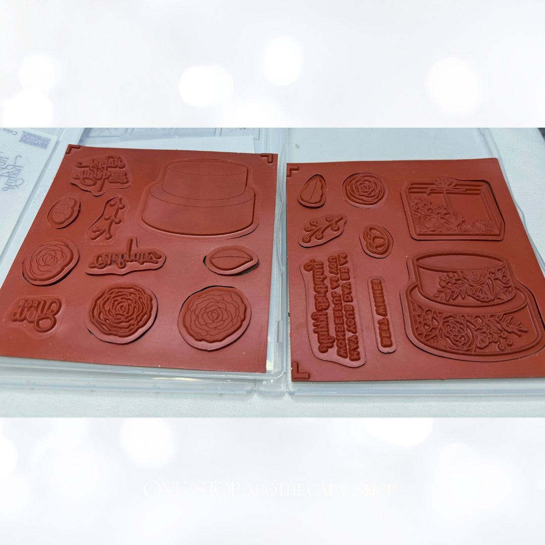 Stampin Up CAKE SOIREE Birthday Wedding Rubber Stamps Framelits Dies