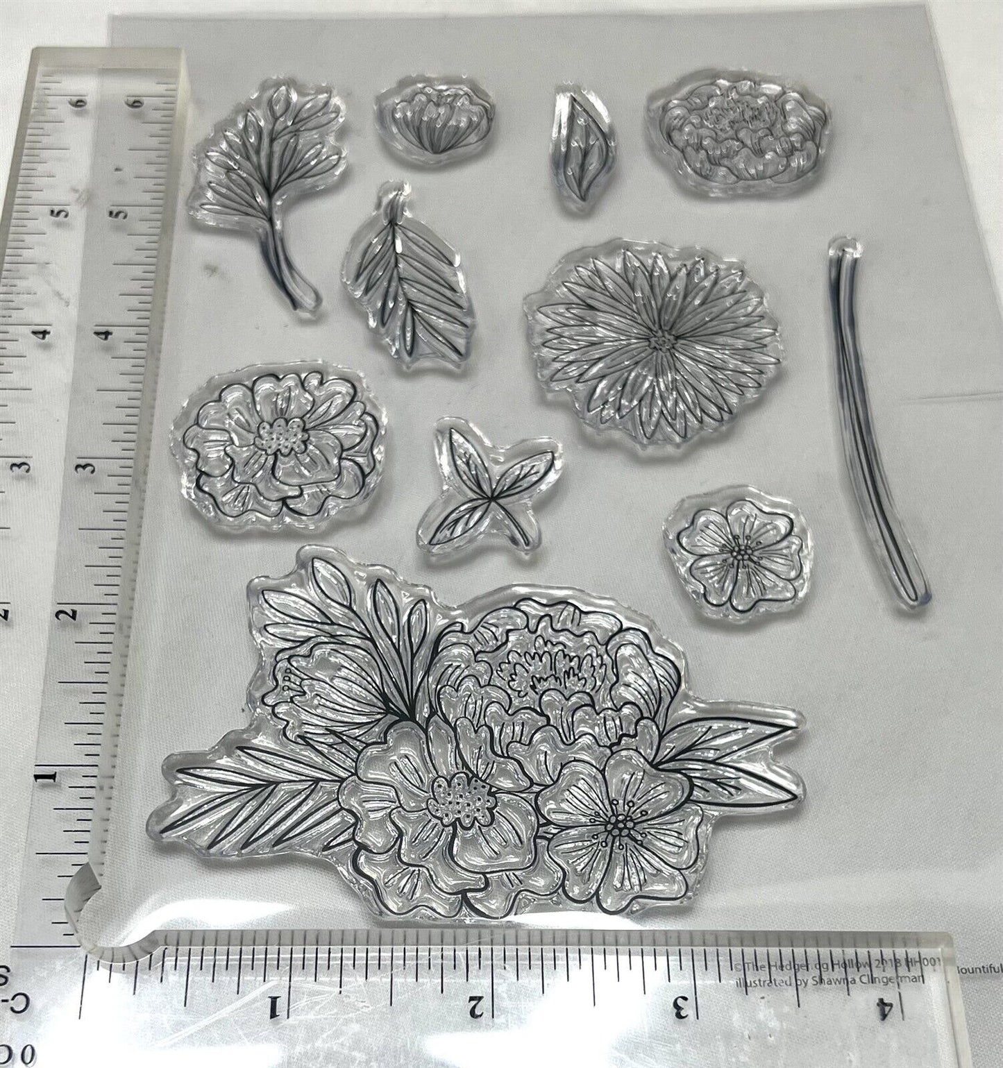 Hedgehog Hollow BOUNTIFUL BLOOMS Flowers Floral Rubber Stamps Lot of 2