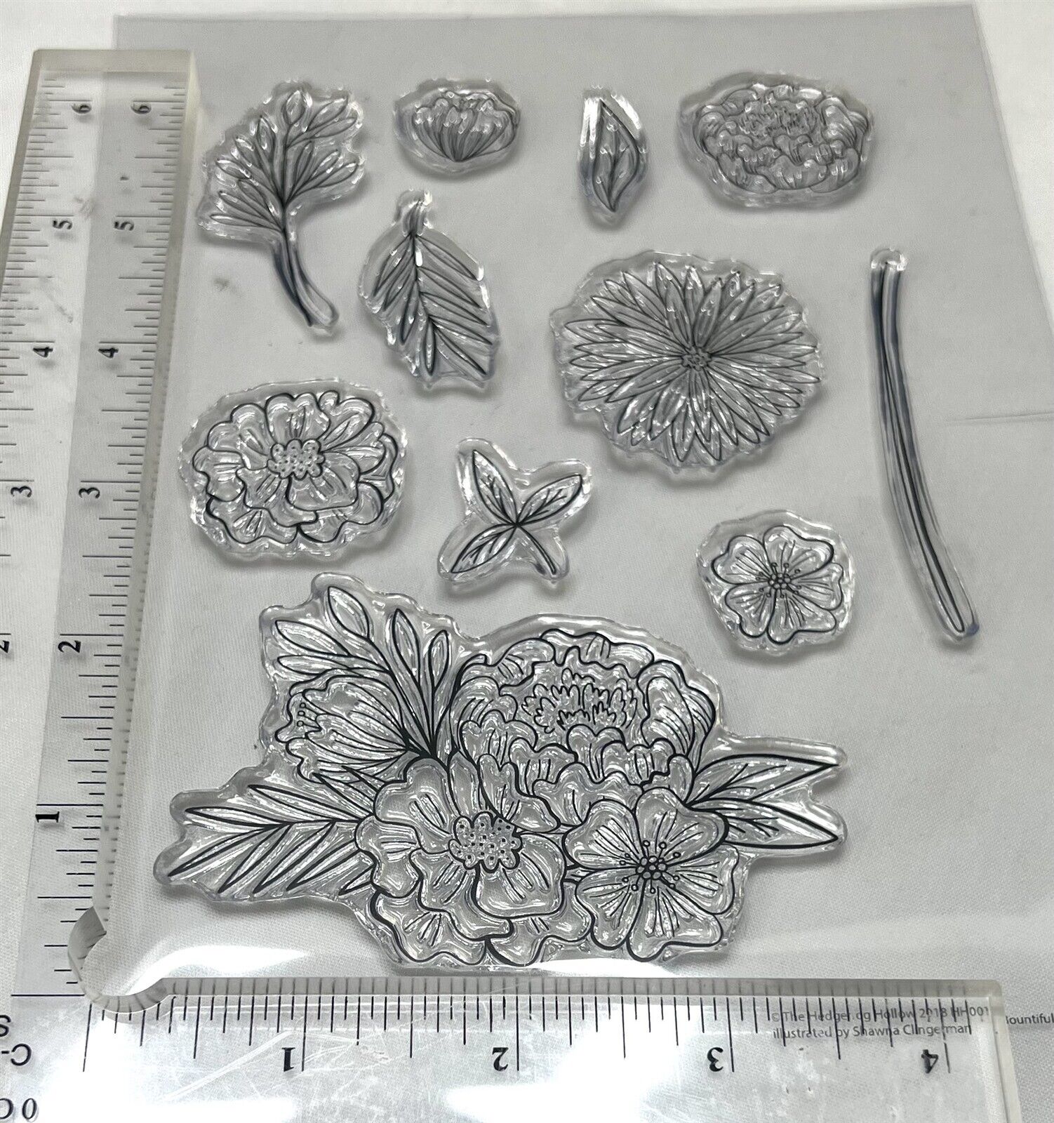 Hedgehog Hollow BOUNTIFUL BLOOMS Flowers Floral Rubber Stamps Lot of 2