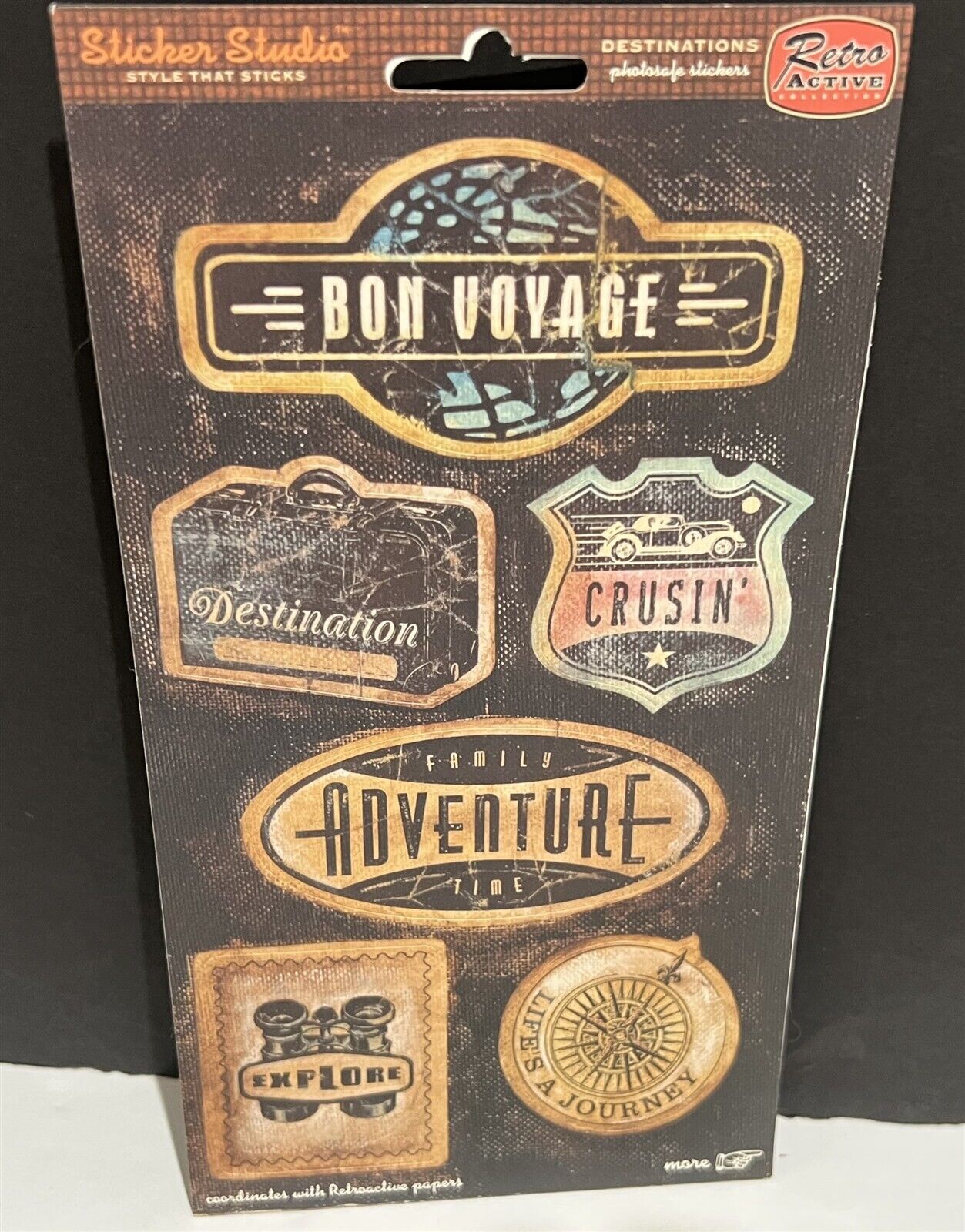 Sticker Studio DESTINATIONS Retro Active Travel Journal Paper Stickers Lot