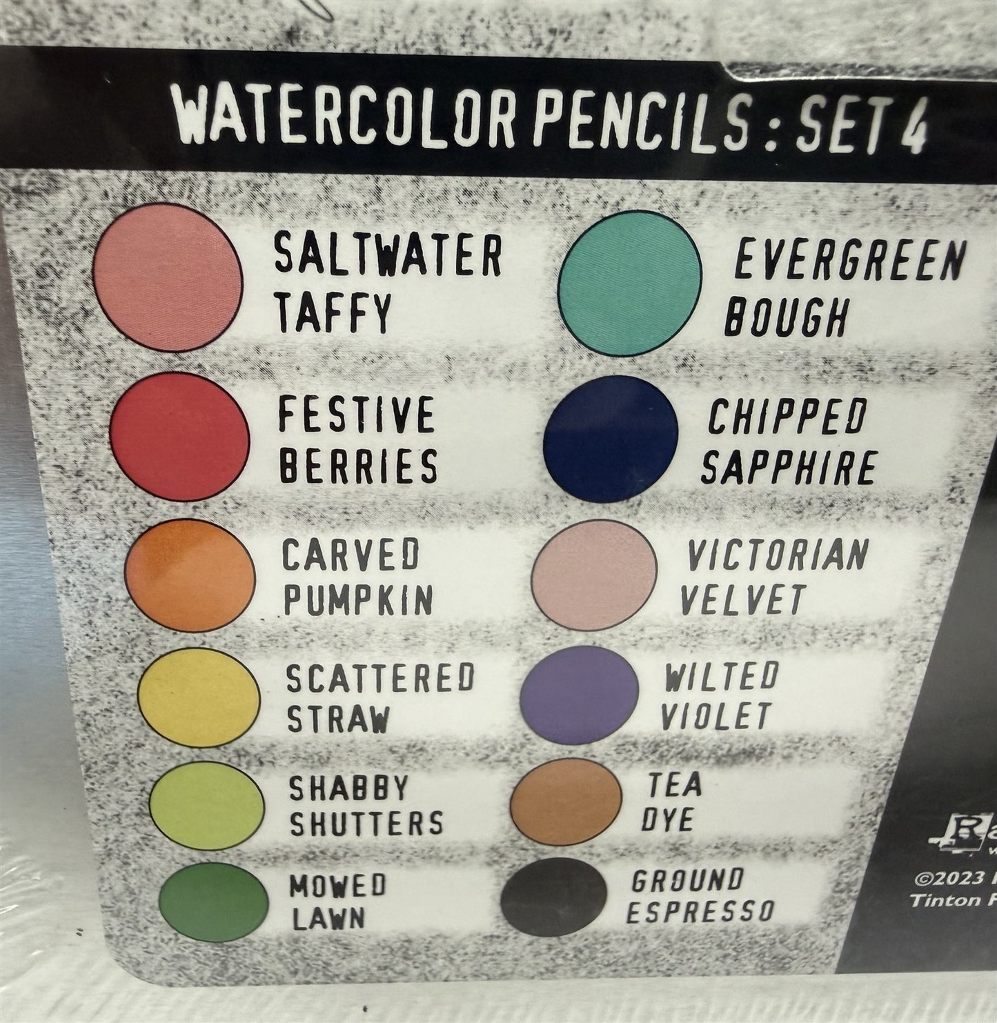 Tim Holtz Distress WATERCOLOR PENCILS Picket Fence Black & Set 4