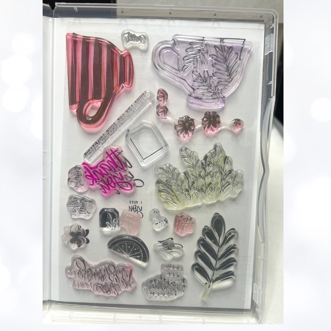 Stampin Up CUP OF TEA Party Rubber Stamps Dies Stickers Lot